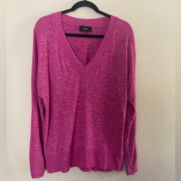 ANTHROPOLOGIE COA Size M Small V Neck Soft Magenta Pink Pullover Sweater - Picture 1 of 4